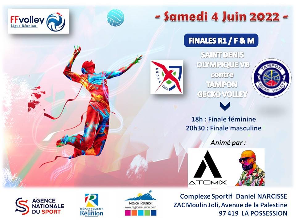 affiche finale féminine et masculine championnat volley La Réunion 2022