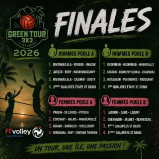 🚨 DERNIÈRE CHANCE 🚨Samedi 20 juin à Champ Fleuri (Saint-Denis), le Green Tour 2026 fait son ultime escale avant les Finales du Championnat de La Réunion 3x3 sur herbe.⏳ Il ne reste plus que  2 places chez les hommes et 2 places chez les femmesLes équipes déjà qualifiées attendent leurs derniers adversaires. Qui arrachera son billet pour les Finales du dimanche 21 juin ?Le lendemain, les 8 meilleures équipes masculines et les 8 meilleures équipes féminines de la saison s'affronteront pour le titre de Champion de La Réunion.Tu veux en être ?Alors il n'y a plus de calcul à faire.Samedi : qualification.
Dimanche : finale.#GreenTour2026 #VolleyPei #FFVolley #LaReunion #GreenTour3x3 VolleyOutdoor BeachVolley RoadToFinals