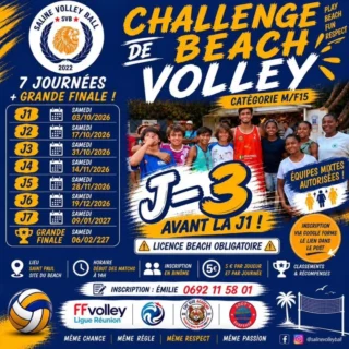 Nouveau rendez-vous Beach pour les U15 !
Le Saline Volley-Ball lance son Challenge de Beach-Volley M15/F15, avec 7 journées et une grande finale au programme.
Une initiative supplémentaire pour permettre à nos jeunes de jouer régulièrement sur le sable et de multiplier les confrontations tout au long de la saison.
Première étape ce samedi 3 octobre à Saint-Paul, à partir de 14h.
Équipes mixtes autorisées, licence Beach obligatoire.
Bonne compétition à tous les jeunes et bravo au SVB pour cette initiative !